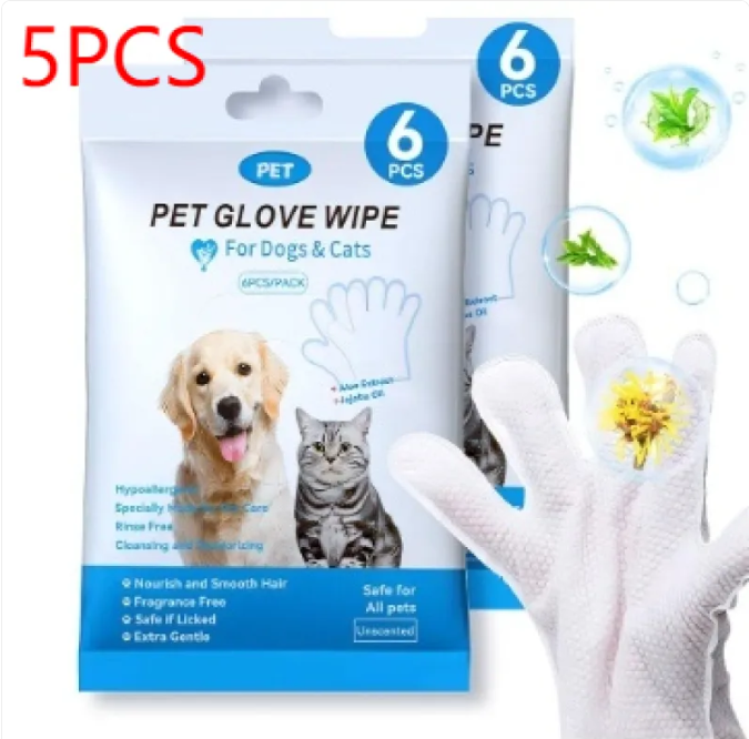 Gentle Pet Cleaning Gloves & Wipes